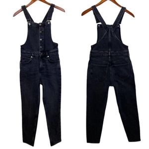 Free People We the Free Shelby Washed Black Denim Overalls, size 25